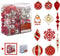 Homde Christmas Balls Ornaments 77ct (5.12inch -1.57inch) Includes Santa Claus Snowflakes for Xmas Tree Shatterproof Christmas Tree Decorations with Hanging Rope (Red & Gold) - Decoway Series