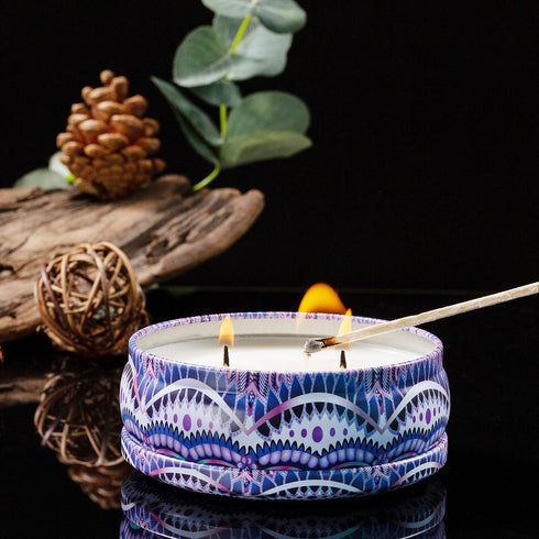 Citronella Outdoor and Indoor Candles, Large Travel Tin Vegan Wax Essential Oils Multiple Wick Candles for Summer, Pack 3