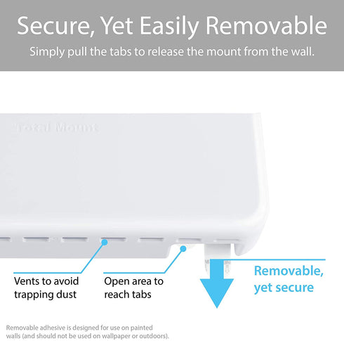 TotalMount Hole-Free Remote Holder Eliminates the Need to Drill Holes in Your Wall (Premium White Holder for 5 or 6 Remotes)