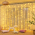 JMEXSUSS Remote Control Curtain Lights Plug in Curtain Lights Outdoor,300 LED Window Wall Hanging Curtain String Light for Bedroom Wedding Party Backdrop Garden Indoor Christmas (Warm White)