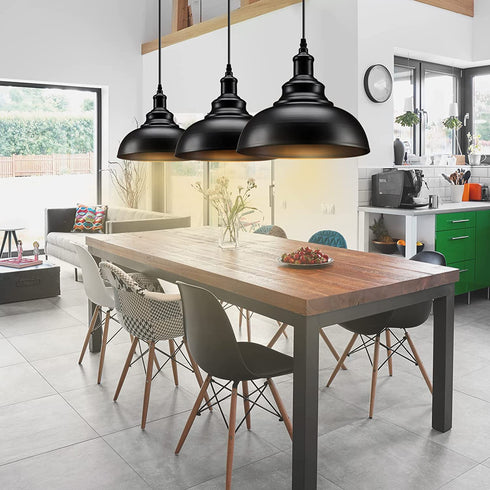 Farmhouse Pendant Light, Asnxcju Black Pendant Light Fixtures, Industrial Vintage Hanging Ceiling Light Fixture for Kitchen, Barn, Dining Room (1 Pack)