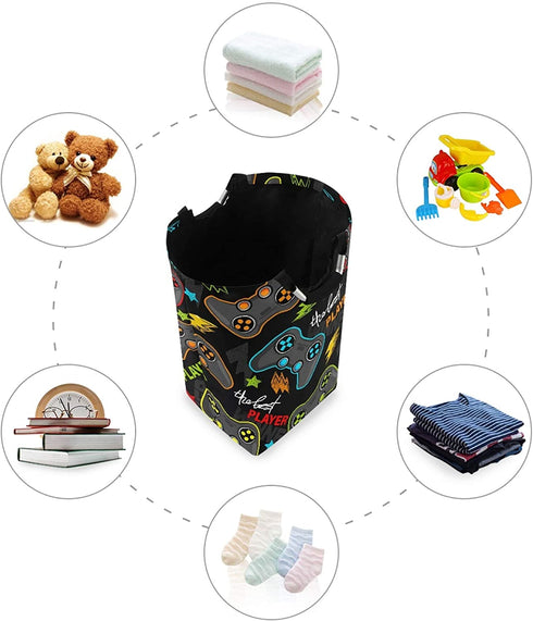 Qilmy Gamepad Laundry Hamper Large Waterproof with Handle Laundry Baskets Foldable Lightweight Durable Store Basket for Bathroom Bedroom