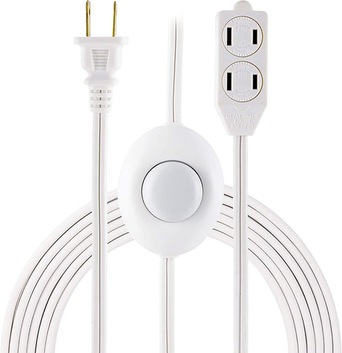 GE 42803 3 Outlet Extension Cord with On/Off Switch Perfect for Lamps, Holiday and Christmas Lights, 9 ft, White