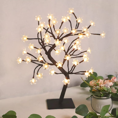 Bonsai Tree Light Artificial Tree Led Flower Cherry Blossom Light Adjustable Branches Battery Operated for Room Decoration and Gift (Warm White)