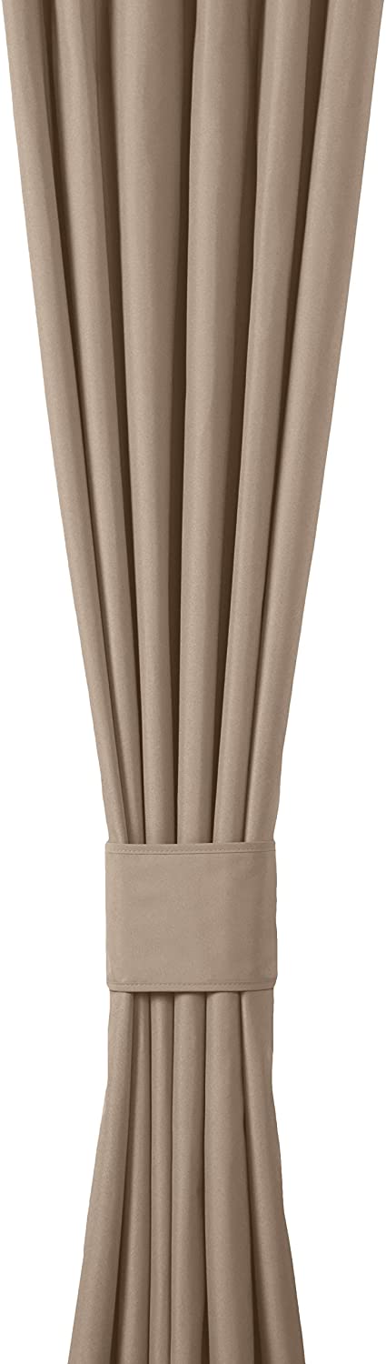 Amazon Basics Room Darkening Blackout Window Curtains with Tie Backs Set - 42 x 84-Inch, Taupe, 2 Panels