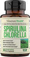 Spirulina Chlorella Green Superfood Capsules. Boosts Energy, Supports Cardiovascular Health. Antioxidant Properties for Detox and Cleanse