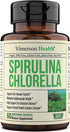 Spirulina Chlorella Green Superfood Capsules. Boosts Energy, Supports Cardiovascular Health. Antioxidant Properties for Detox and Cleanse