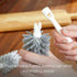Full Circle Clean Reach Bottle Brush with Replaceable Bristle Brush Head, Bamboo Handle, White