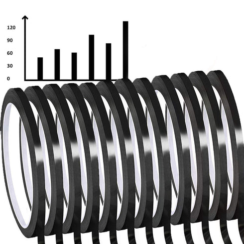 Whiteboard Pinstripe Tape 12 Rolls 1/8” Thin White Board Dry Erase Line Gridding Tape (Black)