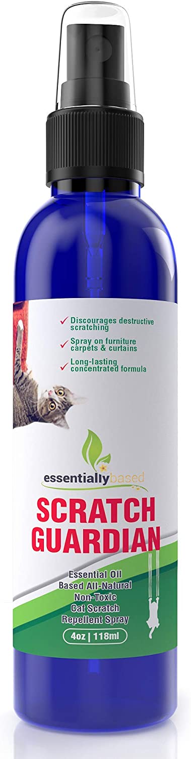 Cat Deterrent Spray for Scratching - 4oz Natural Non-Toxic Anti Scratch Cat Spray for Scratching - Protect Your Furniture, Carpet and Plants - Perfect No Scratch Spray for Cats - Made in USA