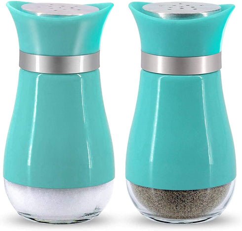 Salt and Pepper Shakers Set, Glass Salt & Pepper Dispense for Sea Salt, Black Pepper, Spices-Stylish Pioneer Dining Cooking BBQ Kitchen Gift for Women Mom Family - Mint Green