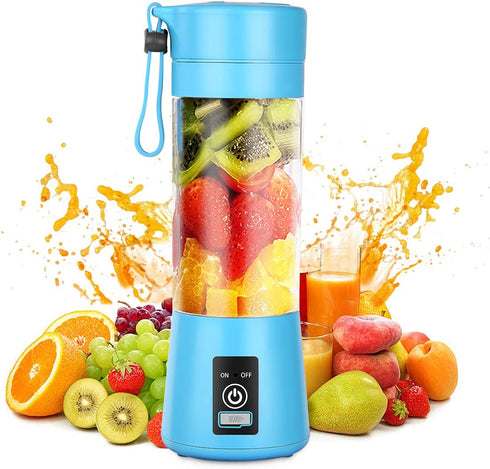 Gracejoful Portable Blender,Personal Blender,Smoothies Mini Jucier Cup USB Rechargeable and Personal Size Blender Shakes,380ml,Fruit Juice,Mixer, Blue