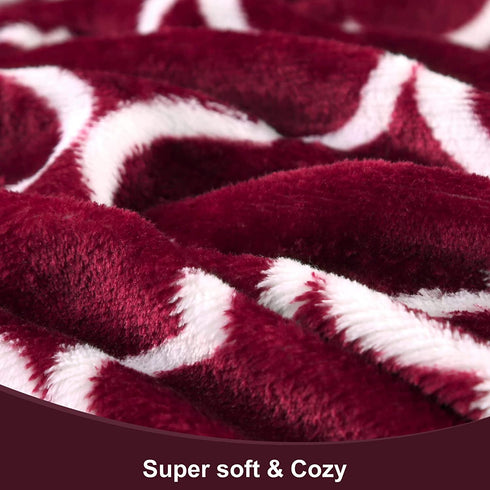 Smile Bee Flannel Fleece Blanket Throw Size, Super Soft Cozy Plush Blankets for Christmas, Lightweight Microfiber Throw Blanket for Couch Sofa Bed, 50x60 inches, Wine Red Moroccan