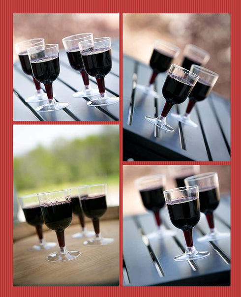 Party Essentials Disposable Hard Plastic Two Pieces Wine Glasses, 40-Count, 5.5-Ounce, Clear