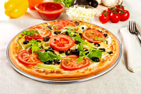 TeamFar Pizza Pan, 10? & 12? & 13.4?, 3 Pcs Pizza Pan Set Stainless Steel Pizza Pan Round Pizza Oven Pans Tray for Baking Serving, Healthy & Rust Free, Heavy Duty & Dishwasher Safe