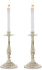 Sziqiqi Candlestick Holders for Taper Candle, Candleholder Display Candle Centerpiece Set of 2 Distressed Ivory