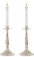 Sziqiqi Candlestick Holders for Taper Candle, Candleholder Display Candle Centerpiece Set of 2 Distressed Ivory