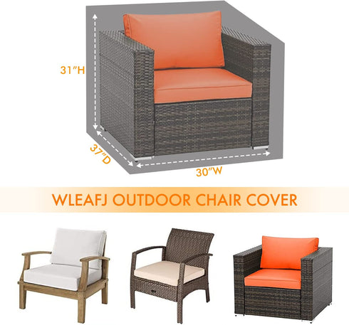 WLEAFJ Outdoor Chair Covers Waterproof, Black Lawn Patio Furniture Covers, Heavy Duty Wicker Garden Sofa Chair Cover, Single - 30" W x 37" D x 31" H