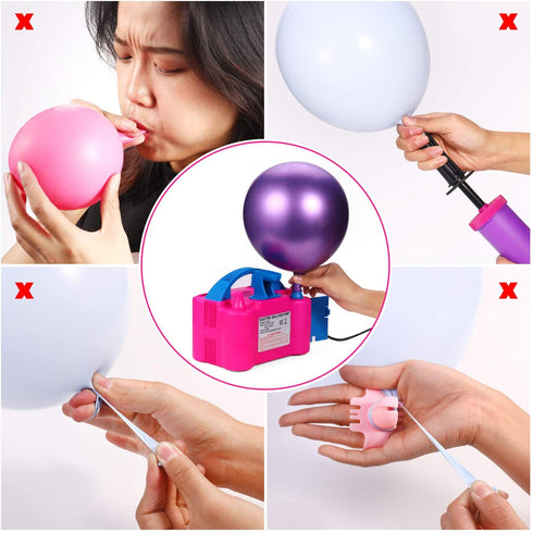PCFING Electric Air Balloon Pump and Balloon Tying Tool in One,110V 600W Portable Dual Nozzles Electric Balloon Inflator for Party with Extra Accessories