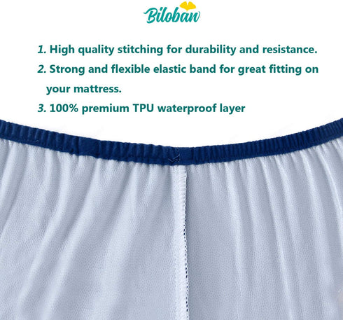 Waterproof Pack N Play Sheets Fitted, 2 Pack Portable Playard / Mini Crib Sheets, Ultra Soft Cotton Pack and Play Sheets, Navy Blue, Washable & Pre-Shrink