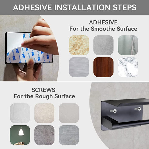 Toilet Paper Holder, CUPAN Adhesive Toilet Paper Holder with Shelf, Stainless Steel Wall Mounted Tissue Roll Paper Dispenser Holder, Washroom Bathroom Matte Black Toilet Paper Roll Holder