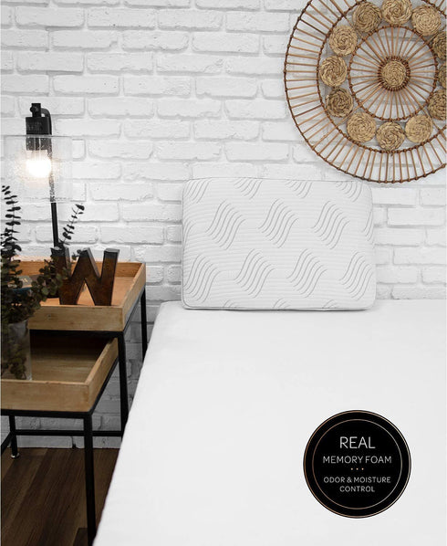 SensorGel Charcoal Memory Foam Built-in iCOOL Technology System, Created for Macy's Bed Pillow, 1 Count (Pack of 1), White