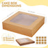 Cake Boxes 10 Inch and Stickers, (12-Pack) Kraft Bakery Box with Viewing Window for Cakes, Cupcakes, Cookies, Donuts, Pastries, and More 10x10x2.5 Brown Cake Box