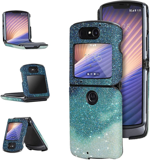 Case for Motorola RAZR 5G Flip Phone Glitter Diamond Designed Bling Luxury Light Slim Shockproof Protective Phone Case Sparkle Fashion Cover for Girly Girls Women (Green)