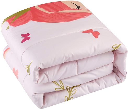 Heritage Kids Prima Ballerina All Season Machine Washable Alternative Pink Ultra Soft Lightweight Microfiber Comforter Set, Full