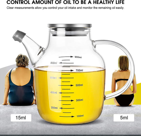 Glass Cooking Oil Dispenser 30oz - ZDZDZ Glass Cruet Vinegar Dispenser, Oil Bottle for Kitchen, BBQ, Making Salad, Cooking, Baking, Roasting, Grilling,Frying