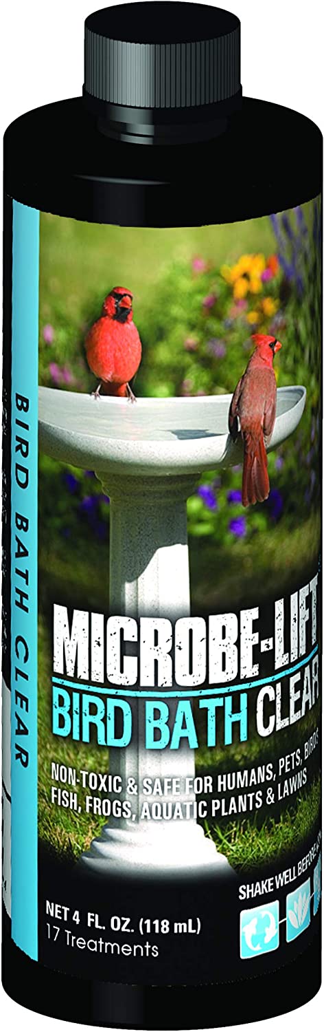 MICROBE-LIFT 10BBC4 Bird Bath Clear Two-In-One Water Cleaner and Surface Treatment for Outdoor Birdbaths and Fountains, Safe for Birds, Fish, and Frogs, 4 Ounces