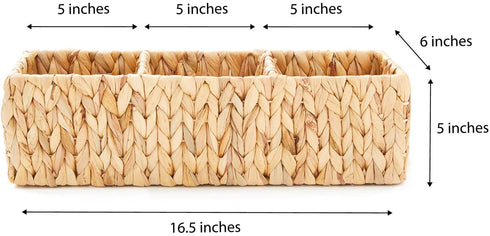 Americanflat Natural Rectangular Woven Water Hyacinth Storage Basket - Hand-Woven - Toilet Topper Baskets - Home Organizer Basket - Water Hyacinth Material - Use on Bathroom Vanity, Countertop