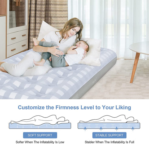 Giftway Twin Size Inflatable Air Mattress for Camping - Upgraded Height 9" Inflatable Mattress Foldable Air Bed with Waterproof Flocked Top - Portable Blow up Air Bed for Home/Travel/Housewarming Gift