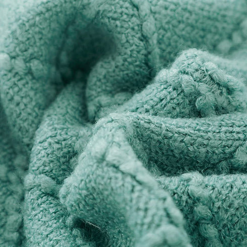 BOURINA Throw Blanket Textured Solid Soft Sofa Couch Cover Knitted Decorative Blanket, 50" x 60" Dark Cyan