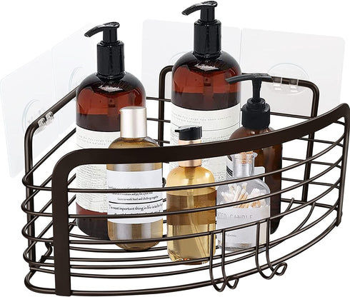 Smatorga Corner Shower Caddy Organizer Adhesive?Shower Corner Shelf Rack with Hook for Bathroom, Washroom, Kitchen, Stainless Steel,Bronze
