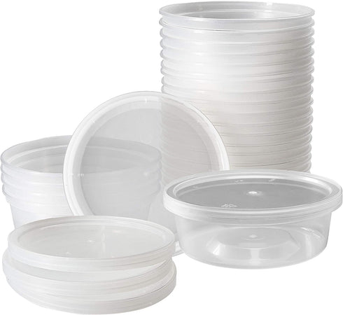 DuraHome - Deli Containers with Lids 8 oz. Leakproof - 40 Pack Plastic Microwavable Clear Food Storage Container/Slime Premium Heavy-Duty Quality, Freezer & Dishwasher Safe