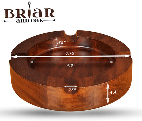 Briar & Oak Wood Cigar Ashtray - Large, Outdoor Cigar Ashtray Bowl for Patio, Indoor, Home & Office Use Cool Cigar Ashtray Gift for Men (Indian Walnut (4 Slot))