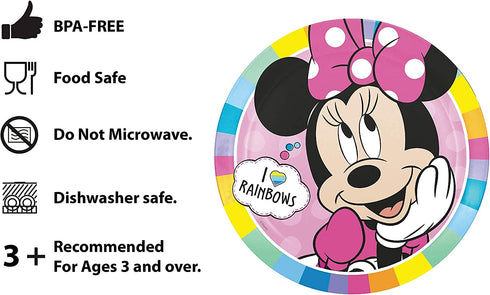 Zak Designs Kids Dinnerware Set Disney Minnie Mouse, Includes Plate, Bowl, and Tumbler, Non-BPA Made of Durable Melamine Material and Perfect for Kids (3-Piece Set)