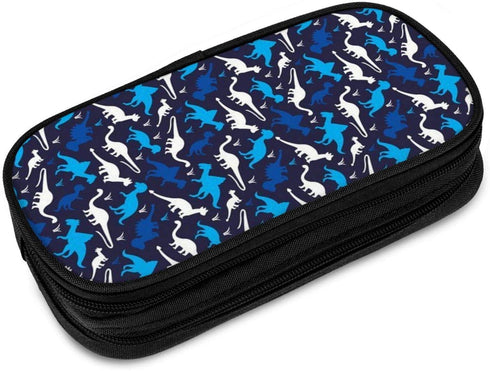 Cute Dinosaur Pencil Case for Boys Blue Pen Pouch Marker Holder Organizer for School Home College Office
