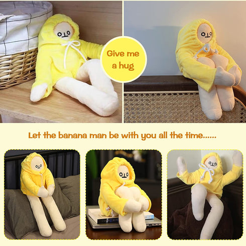16 Inch Banana Doll Plush Stuffed Man Toy with Magnet, Funny Changeable Pillow Stress Release Hugs Toys Christmas Birthday Gifts for Kids Boys Girls