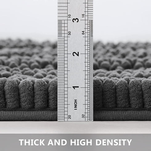 Grey Bathroom Rugs and Mats Sets 2 Piece, Chenille Bath Rugs Set Super Absorbent Bathroom Floor Mat, Machine Washable Non-Slip Bath Mats for Bathroom, 17x24 Plus 20x30 , Ciicool
