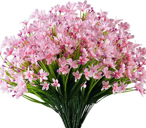 URSTOUD 20 Bundles Artificial Daffodils Flowers, Fake Artificial Greenery UV Resistant No Fade Faux Plastic Plants for Wedding Bridal Bouquet Home Garden Kitchen Office Vase(Pink) (OUD-LB-20P-Pink)