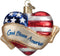 Old World Christmas Ornaments God Bless America Heart Glass Blown Ornaments for Christmas Tree