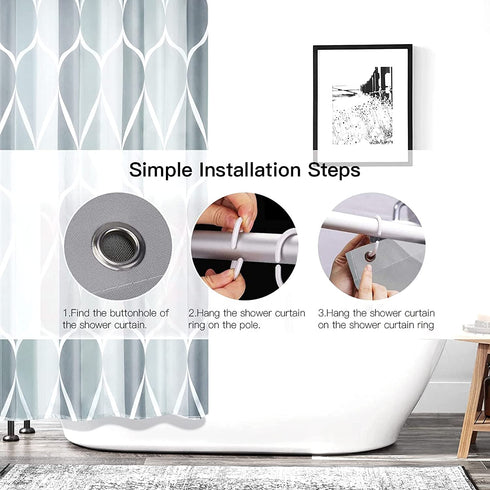 Gelbchu Grey Stall Small Fabric Shower Curtain, Waterproof Design and Polyester, Quick-Drying, Weighted Hem, Short Shower Curtains Set for Bathroom W 36 x H 72, Durable and Washable with 8 Hooks
