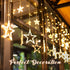 Koicaxy Curtain Lights, 138 Led 12 Stars Curtain Lights Drop Fairy String Lights Waterproof for Outdoor Use 8 Lighting Modes Timing for Ramadan Party Bedroom Wedding Window Christmas
