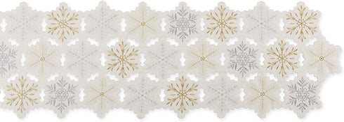 DII Embroidered Christmas Tabletop Collection, Table Runner, 14x54, Snowflake