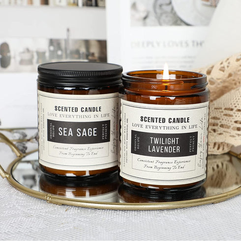 Candles for Home Scented, Sage and Lavender, 2 Pack 7.1OZ, Stress Relief & Body Relaxation, Sage Candles for Cleansing House, Ideal Gifts for Mother's Day, Thanksgiving Day, Christmas