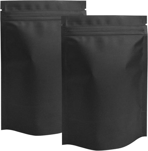 STUs 100 Pack Smell Proof Stand-Up Bags - 4 x 6 Inch Resealable Mylar Bags Foil Pouch Double-Sided Bag Matte Black