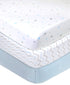 American Baby Company 3 Pack Printed 100% Natural Cotton Jersey Knit Fitted Pack N Play Playard Sheet, Blue Star/Zigzag, Soft Breathable, for Boys and Girls