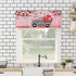 Kitchen Cafe Window Valance Valentine's Day Red Love Tree Rod Pocket Short Curtain Panel Spring Curtains, Romantic Farm Truck with Heart Window Treatments Drapes for Living Room Bathroom Bedroom